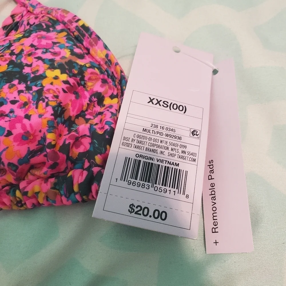 NWT Wild Fable Women's Crochet Trim Floral Triangle Bikini Swim Top XXS 00